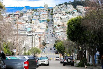 A view of a hilly and colorful San Francisco