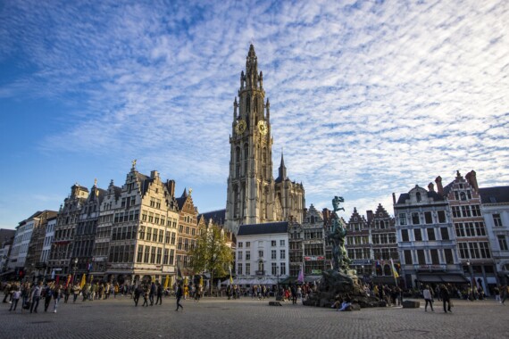 The Cathedral of our Lady in the Antwerp skyline