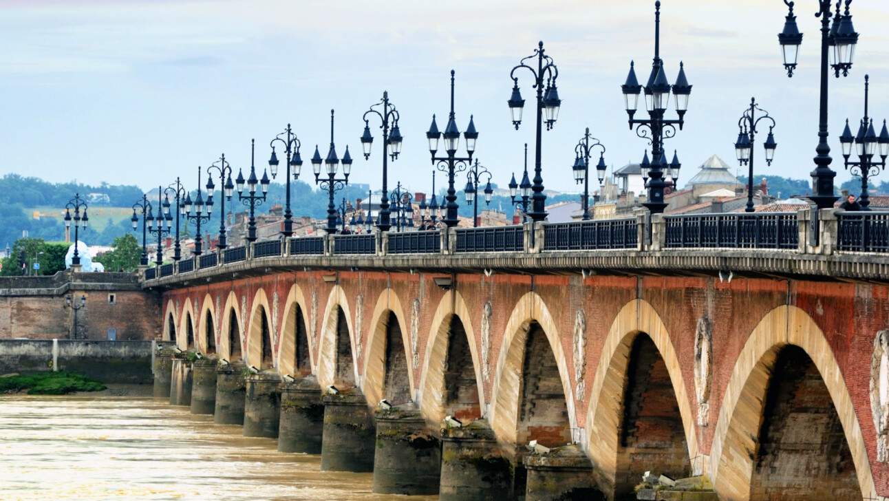 The Pont de Pierre bridge in Bordeaux, France