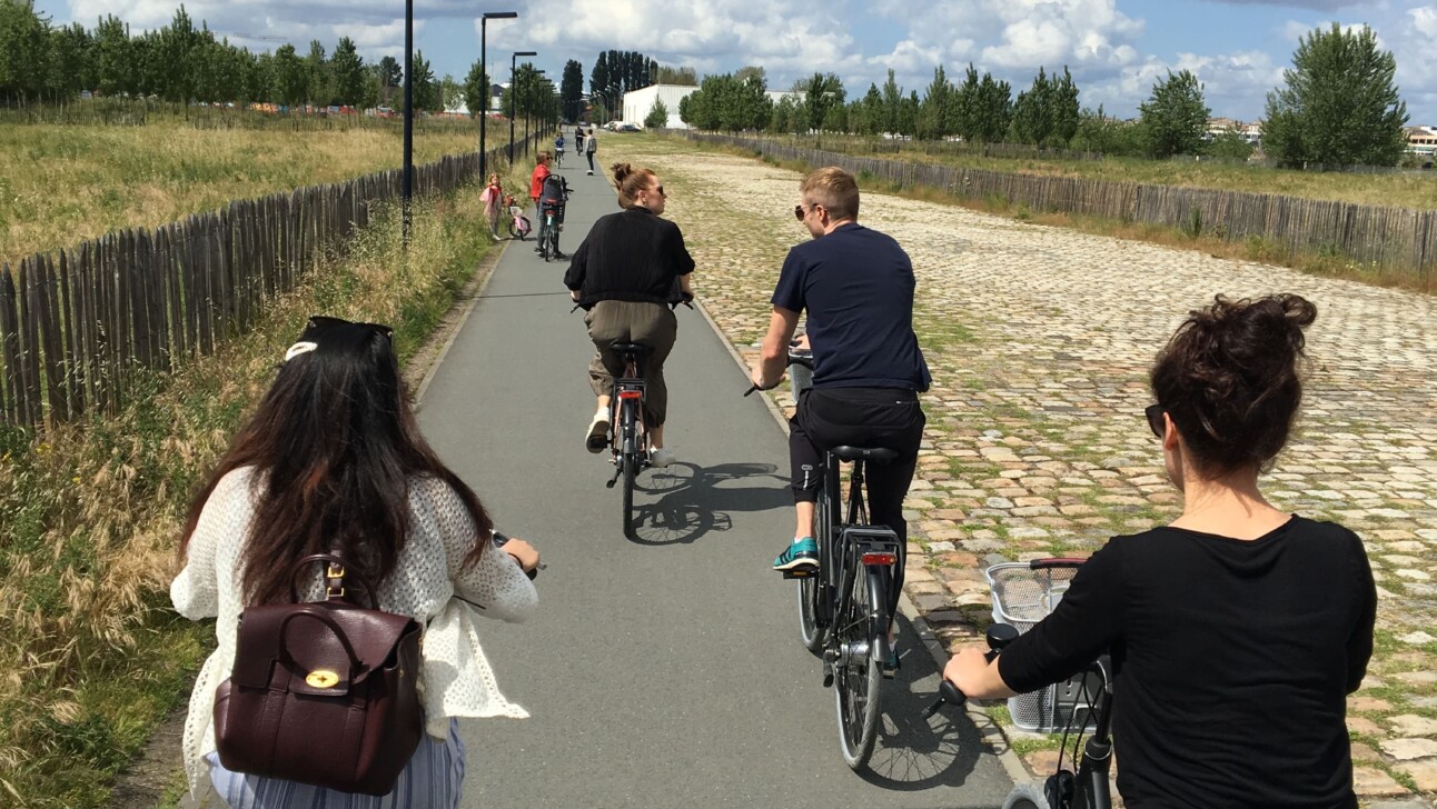 Riding through the vineyards in Bordeaux, France