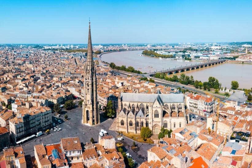 An arial view of Bordeaux, France