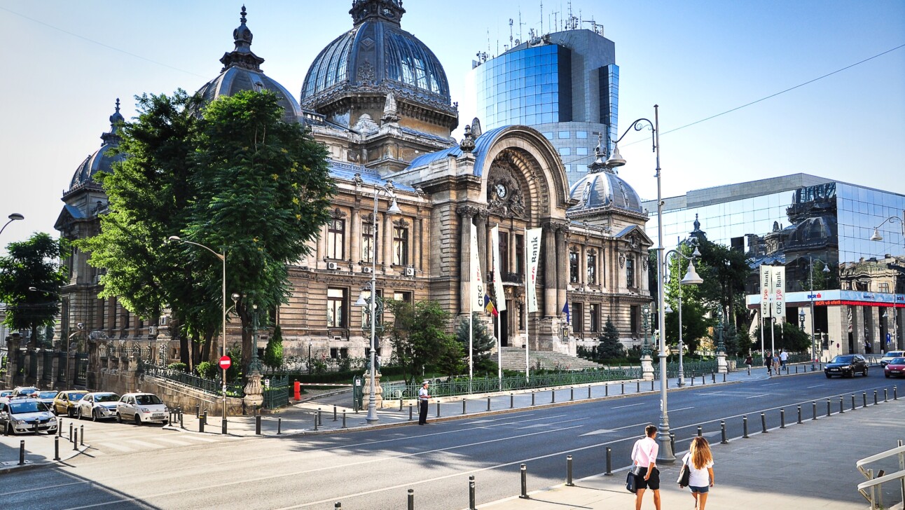 The CEC Palace in Bucharest, Romania