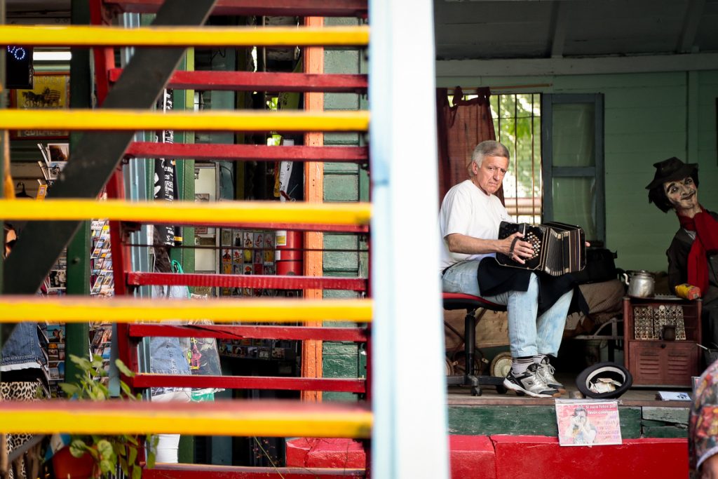 A man playing an accordion in Buenos Aires, Argentina