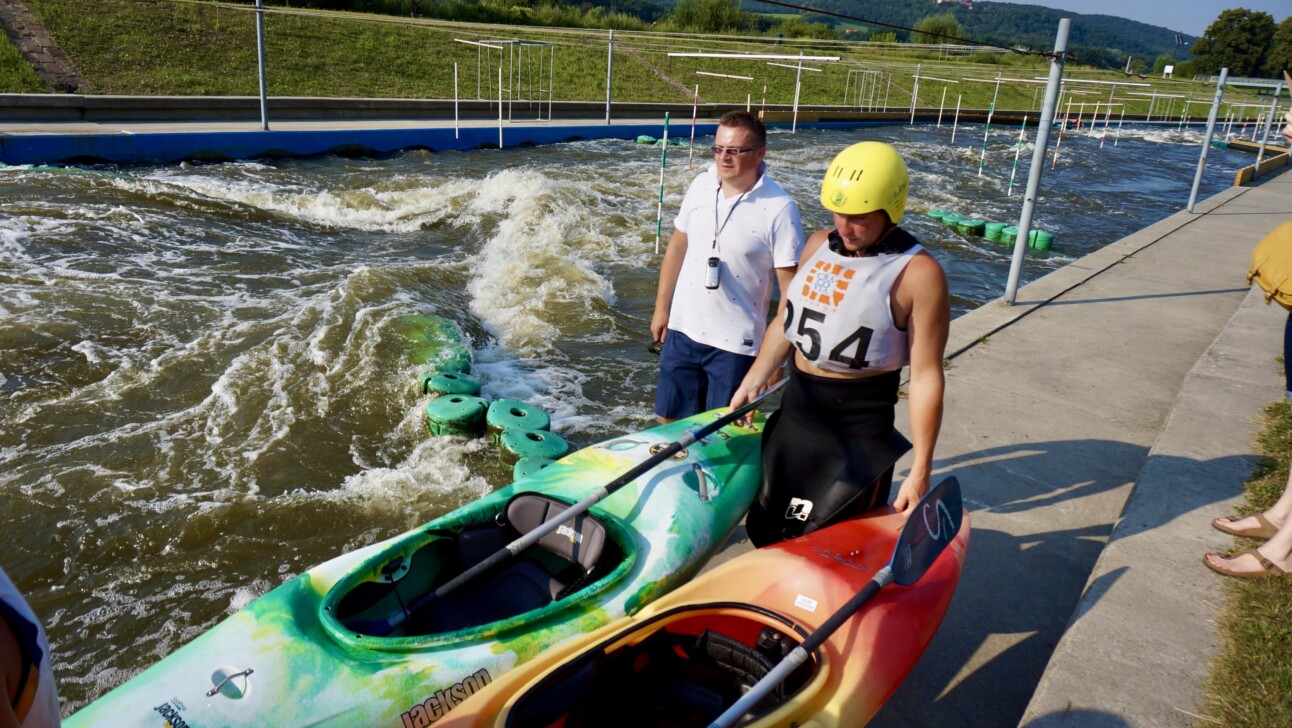 The kayak slalom course along the Vistula River outside Krakow, Poland