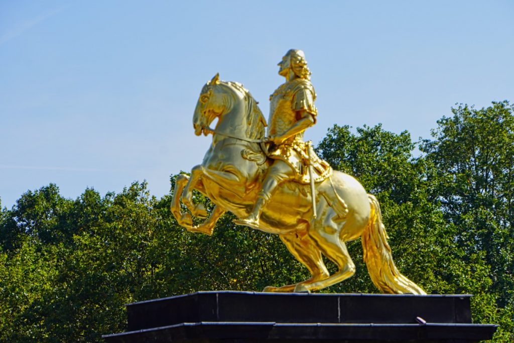 The goldener reiter statue in Dresden, Germany