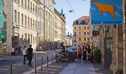 The neustadt neighborhood in Dresden, Germany