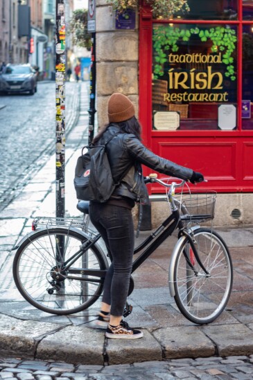 A cyclist in Dublin, Ireland