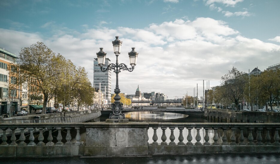 A view of Dublin, Ireland from a bridge