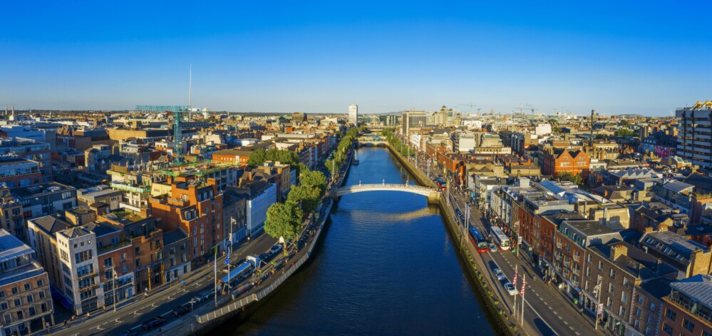 An arial view of Dublin, Ireland