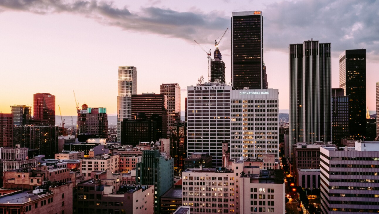 Buildings along Miracle Mile in Los Angeles, California