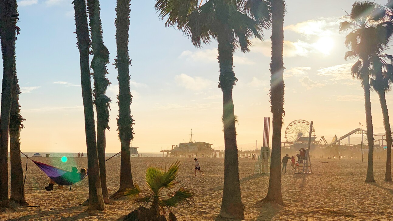 The Santa Monica Beach in Los Angeles, California