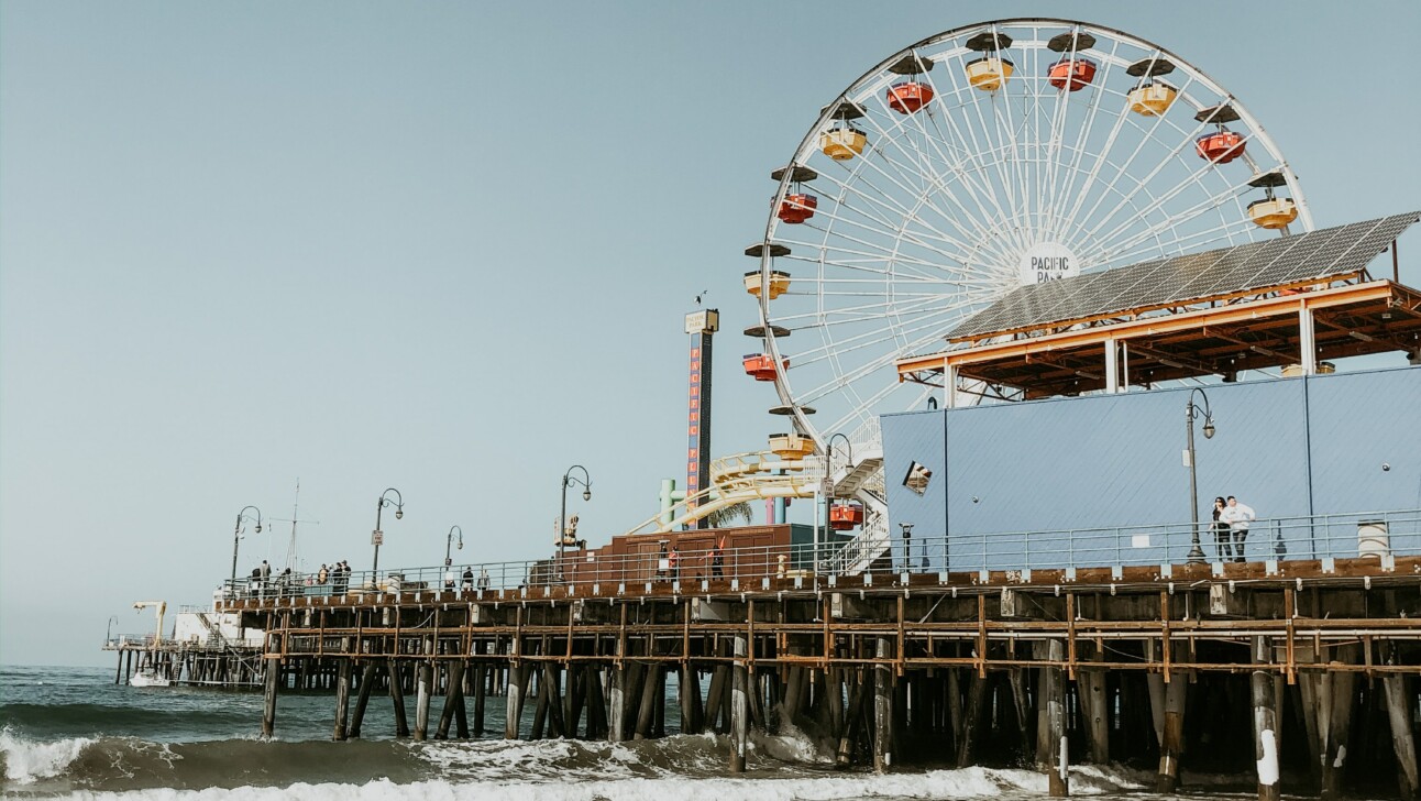 The ferris wheel on the Santa Monica Pier in Los Angeles, California