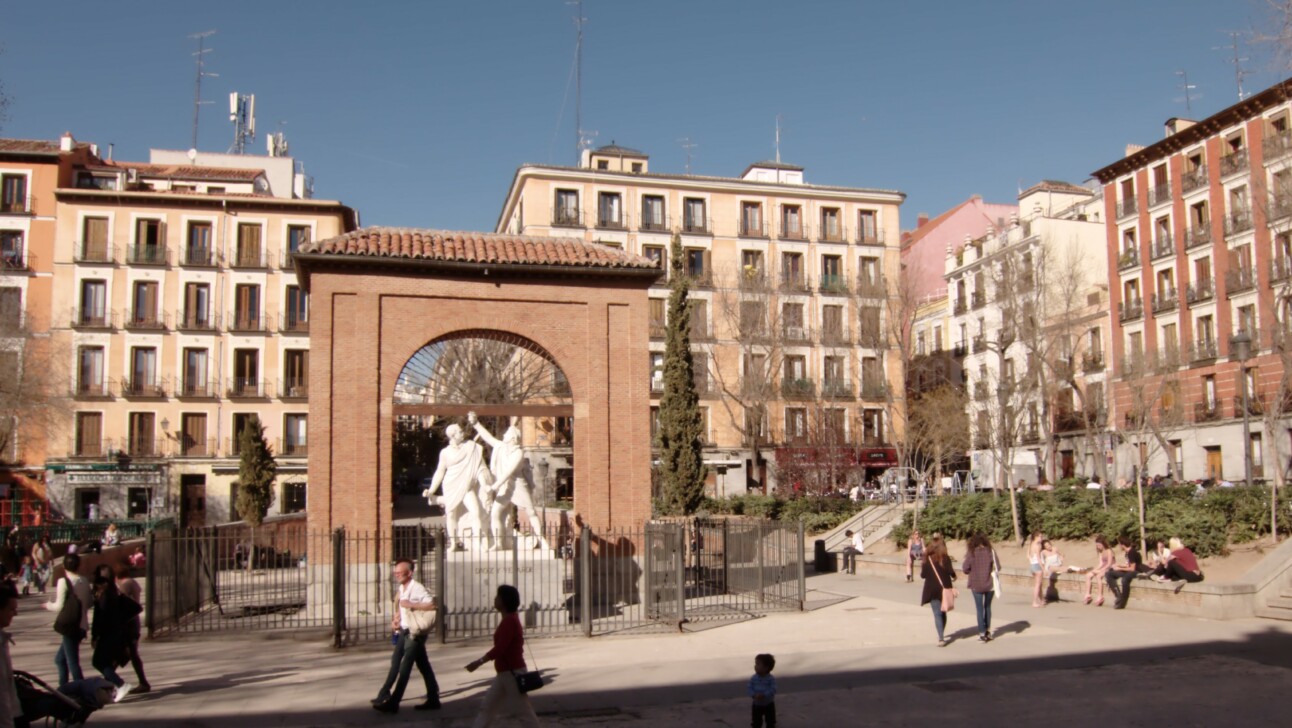 The Plaza del Dos de Mayo in the Malasana District in Madrid, Spain