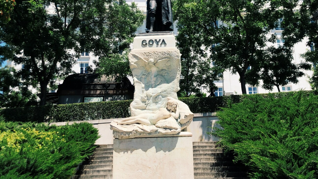 The Goya statue at the Prado museum in Madrid, Spain