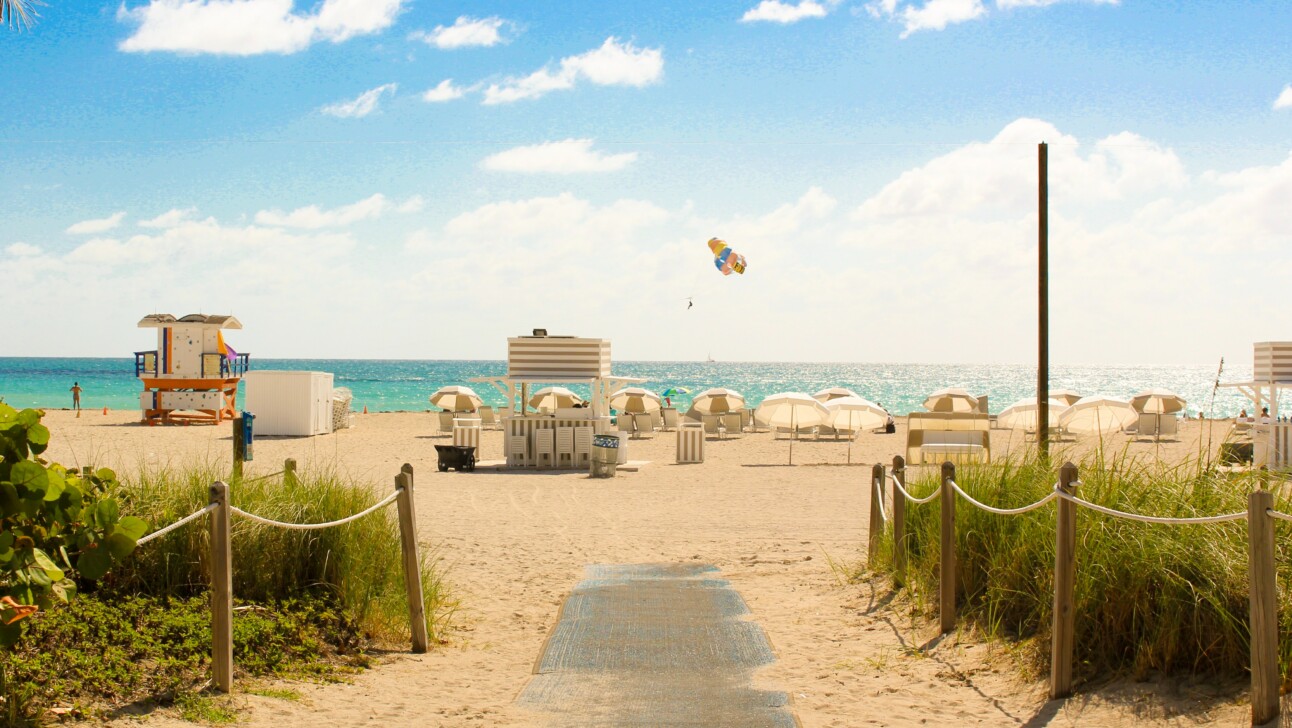 A view of the ocean from South Beach in Miami, Florida
