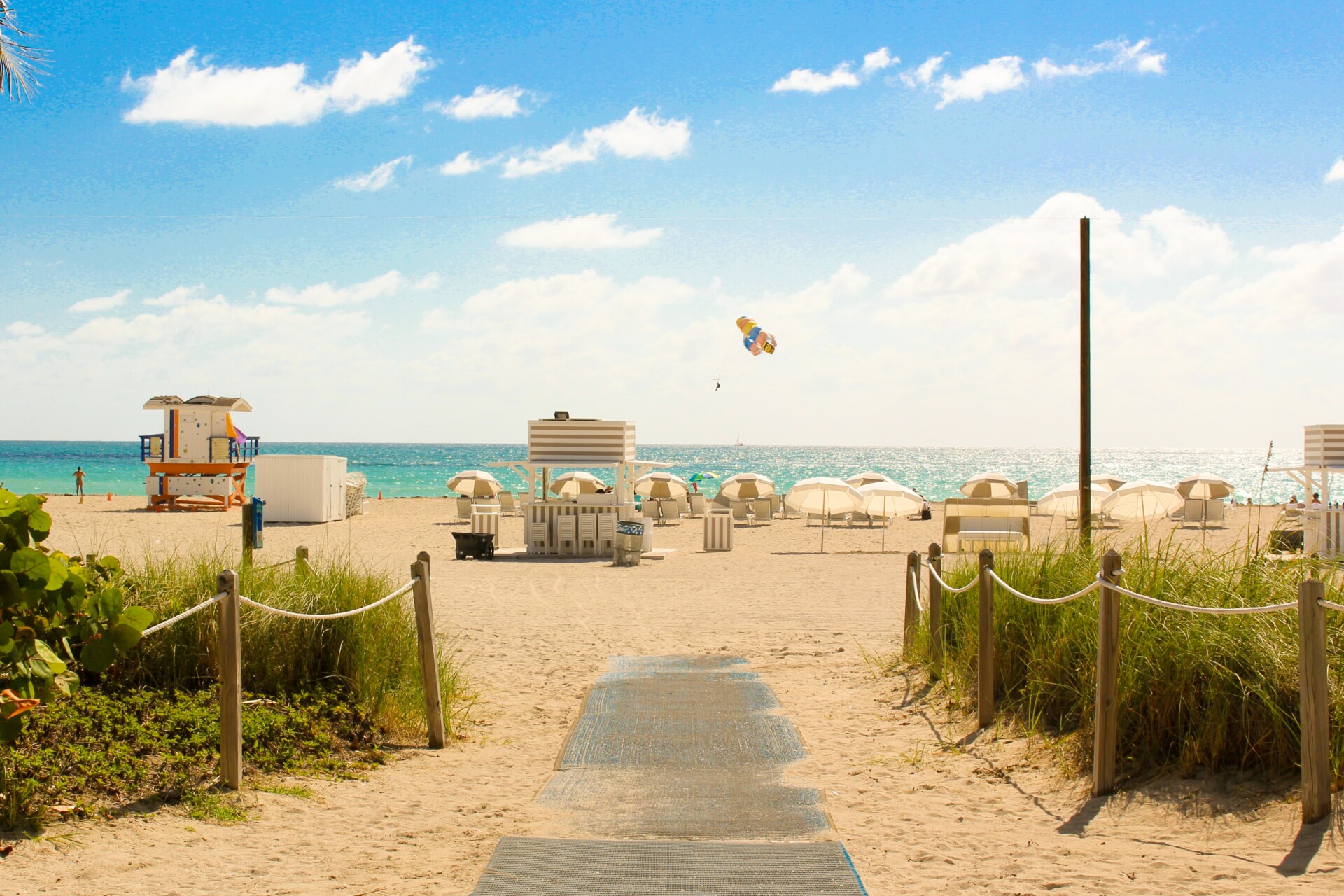 A view of the ocean from South Beach in Miami, Florida