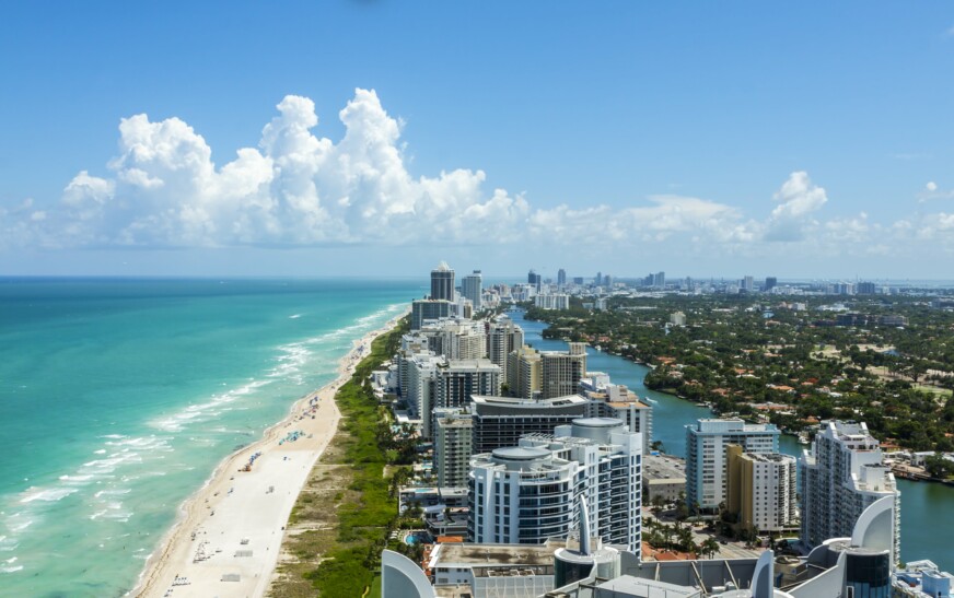 An arial view of Miami, Florida