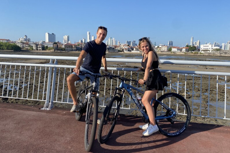 Two cyclists in Panama City