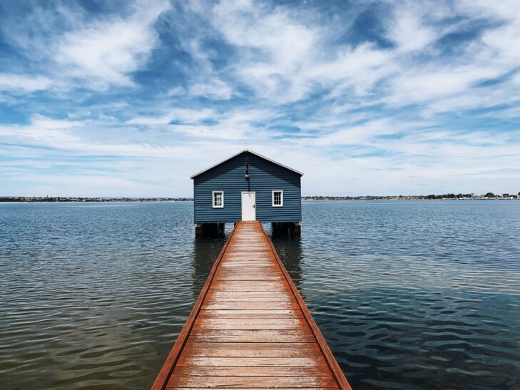 The blue boat house in Perth, Australia