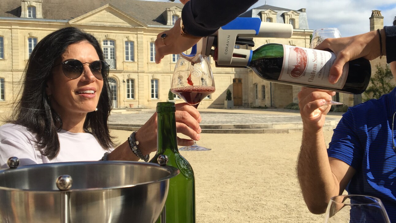 A wine tasting at a chateau in Bordeaux, France