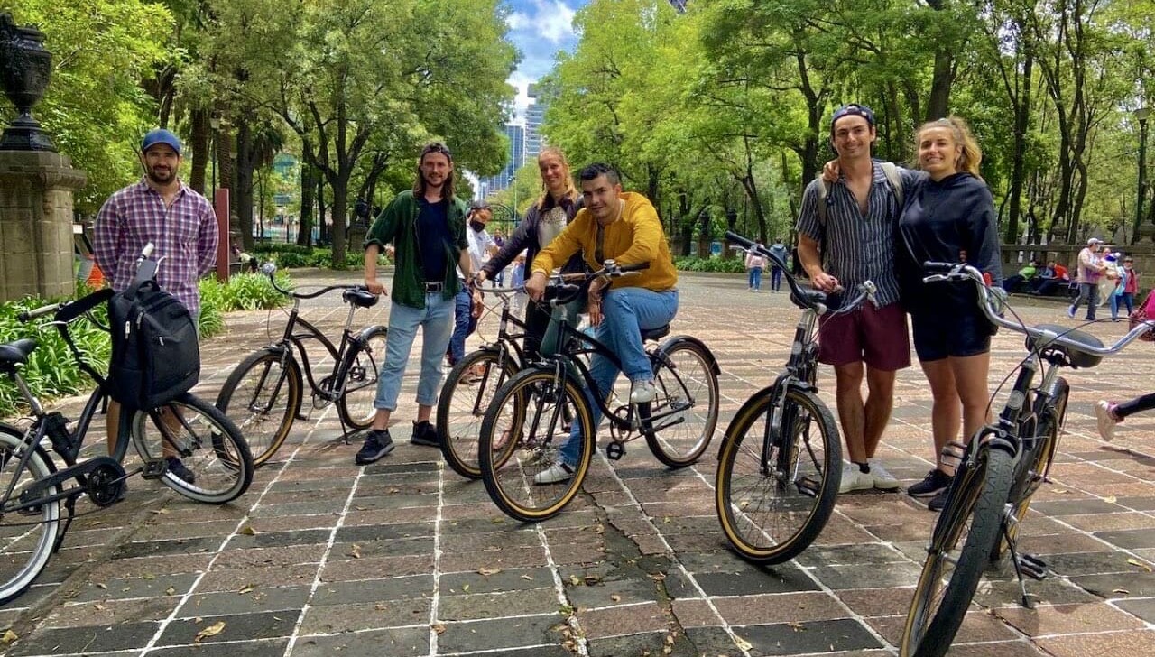 Cyclists in Chapultepec Park