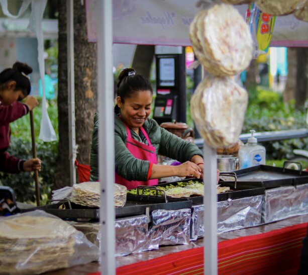 A local street food vendor in Mexico City