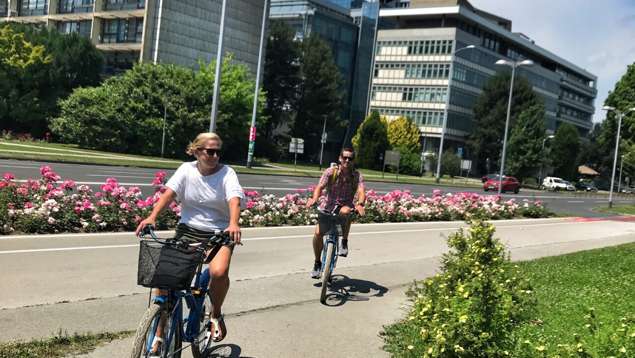 Bike lanes in Zagreb.