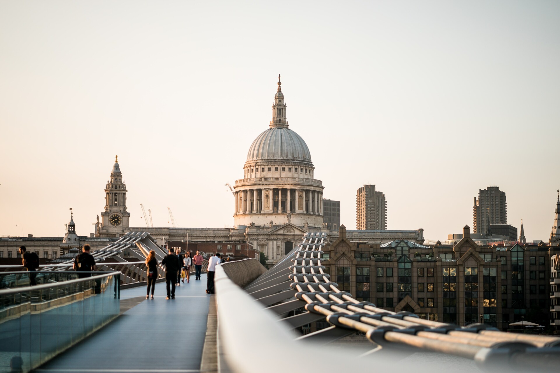 St. Paul's Cathedral and the Millennium Bridge in London, England