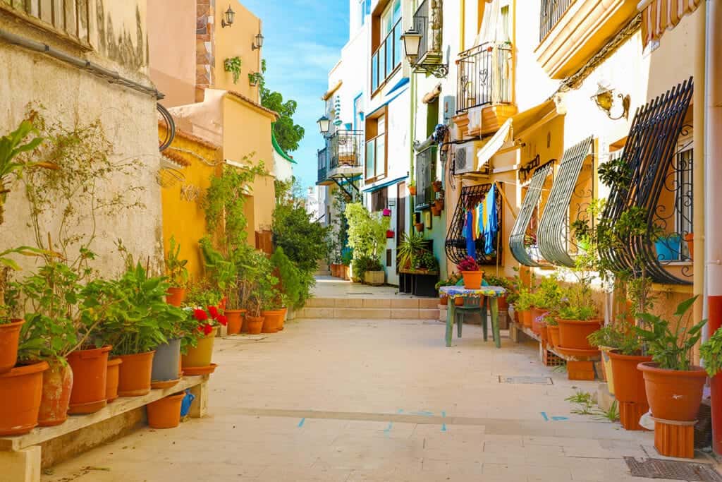The colorful streets of Alicante's old town