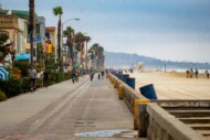 The boardwalk along the beach in San Diego